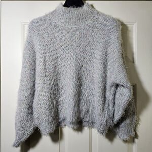 Joie Markita Fuzzy Funnel Neck Balloon Sleeve Pastel Colored Sweater SZ Small